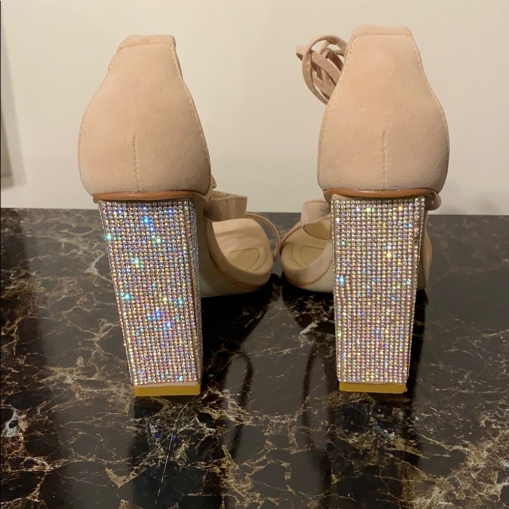 Nude Rhinestone Heel Shoes US 7 BRAND NEW